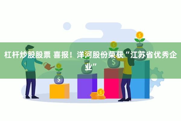 杠杆炒股股票 喜报！洋河股份荣获“江苏省优秀企业”