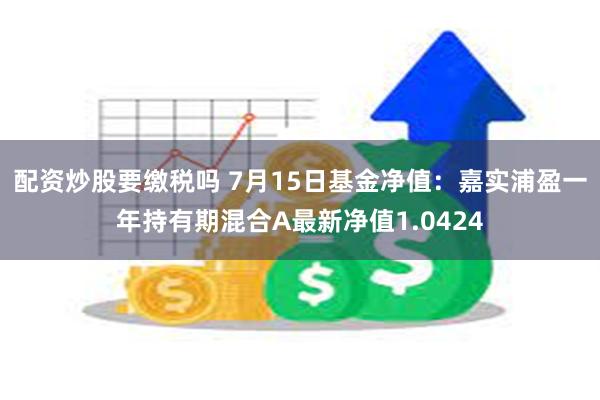 配资炒股要缴税吗 7月15日基金净值：嘉实浦盈一年持有期混合A最新净值1.0424