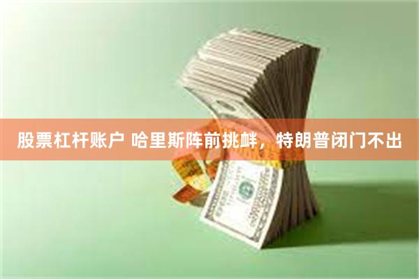 股票杠杆账户 哈里斯阵前挑衅，特朗普闭门不出