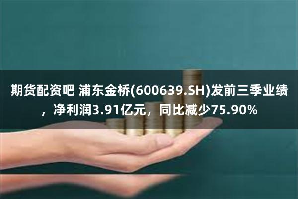 期货配资吧 浦东金桥(600639.SH)发前三季业绩，净利润3.91亿元，同比减少75.90%