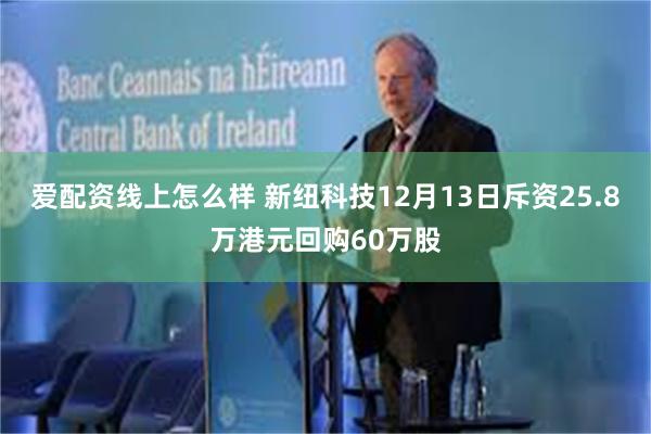 爱配资线上怎么样 新纽科技12月13日斥资25.8万港元回购60万股